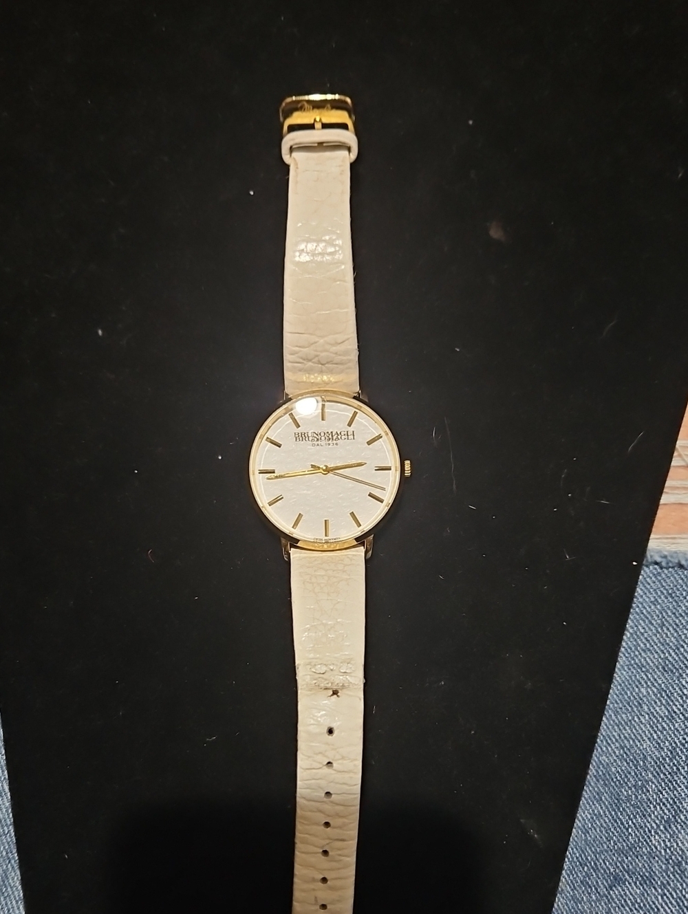 Gold-Tone Women's Watch with Cream Leather Strap